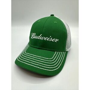 Budweiser‎ Strapback Trucker Hat Green Embroidered Mesh Back Clover